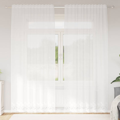 Tenda in Pizzo con tende Bianco 240 x 150 cm Poliestere | homemem39