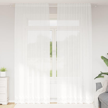 Tenda in Pizzo con tende Bianco 260 x 150 cm Poliestere | homemem39