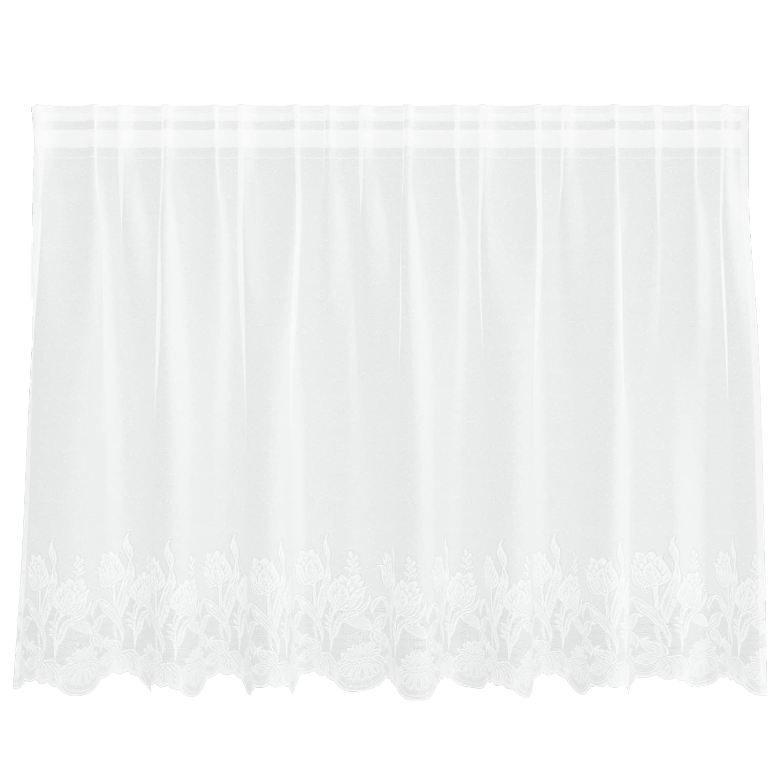 Tenda in Pizzo con tende Floreale Bianco 80 x 200 cm Poliestere | homemem39