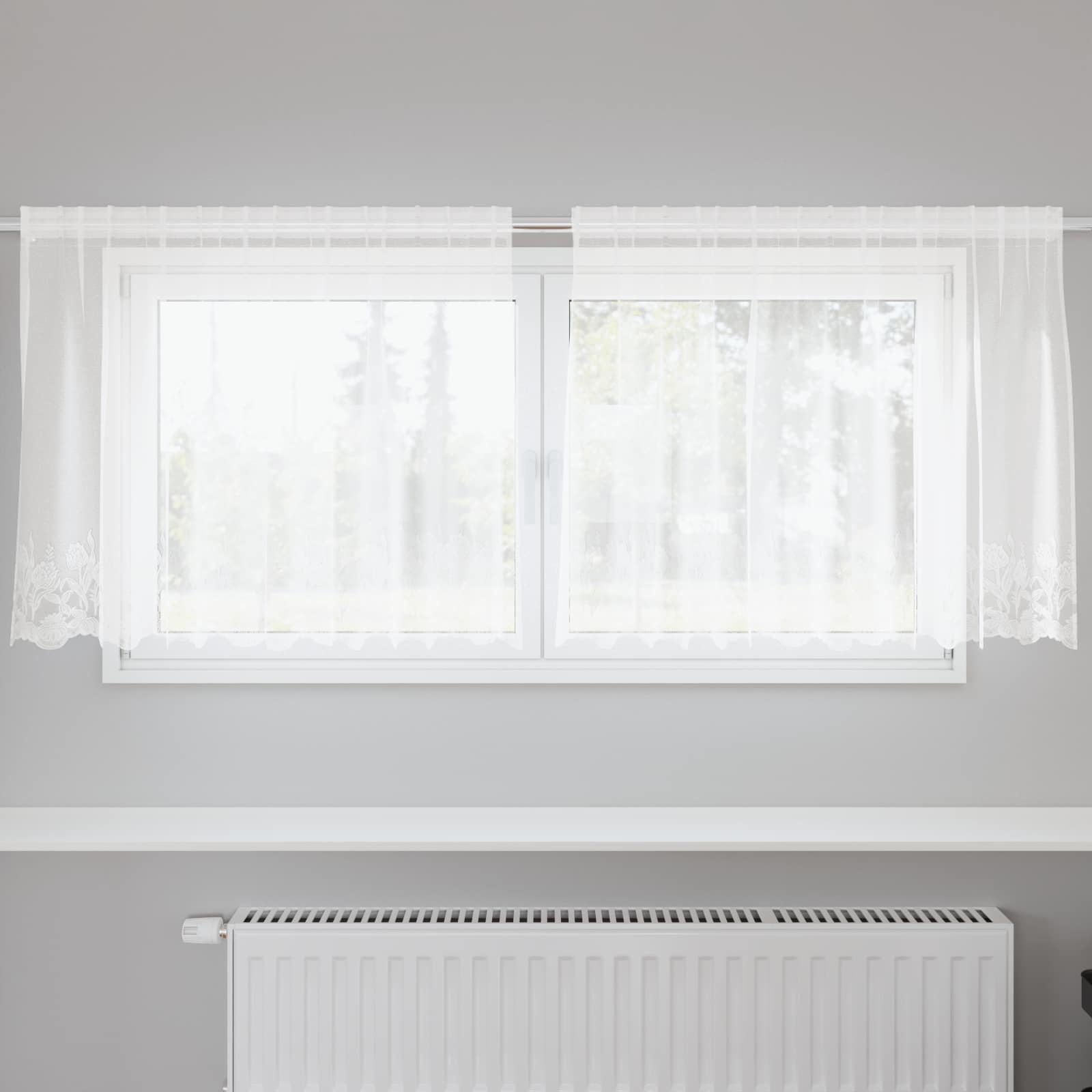 Tenda in Pizzo con tende Bianco 100 x 200 cm Poliestere | homemem39