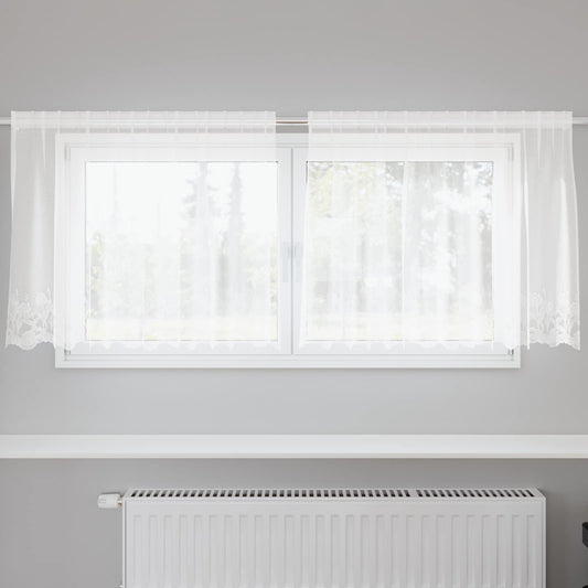 Tenda in Pizzo con tende Bianco 100 x 200 cm Poliestere | homemem39