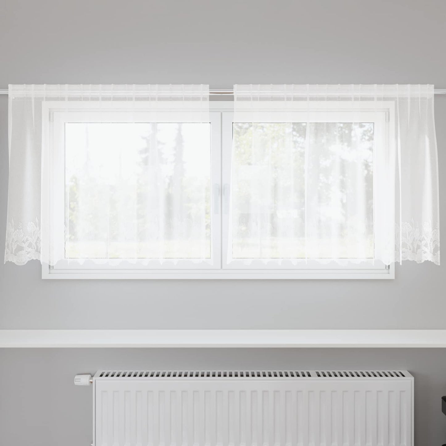 Tenda in Pizzo con tende Bianco 200 x 120 cm Poliestere | homemem39