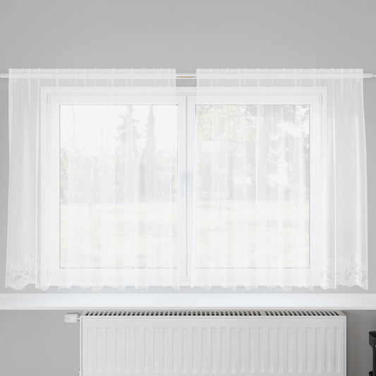 Tenda in Pizzo con tende Bianco 140 x 200 cm Poliestere