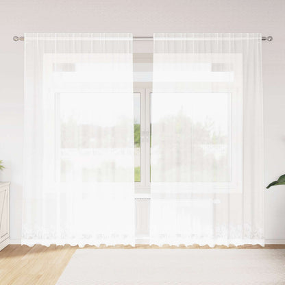 Tenda in Pizzo con tende Bianco 200 x 200 cm Poliestere