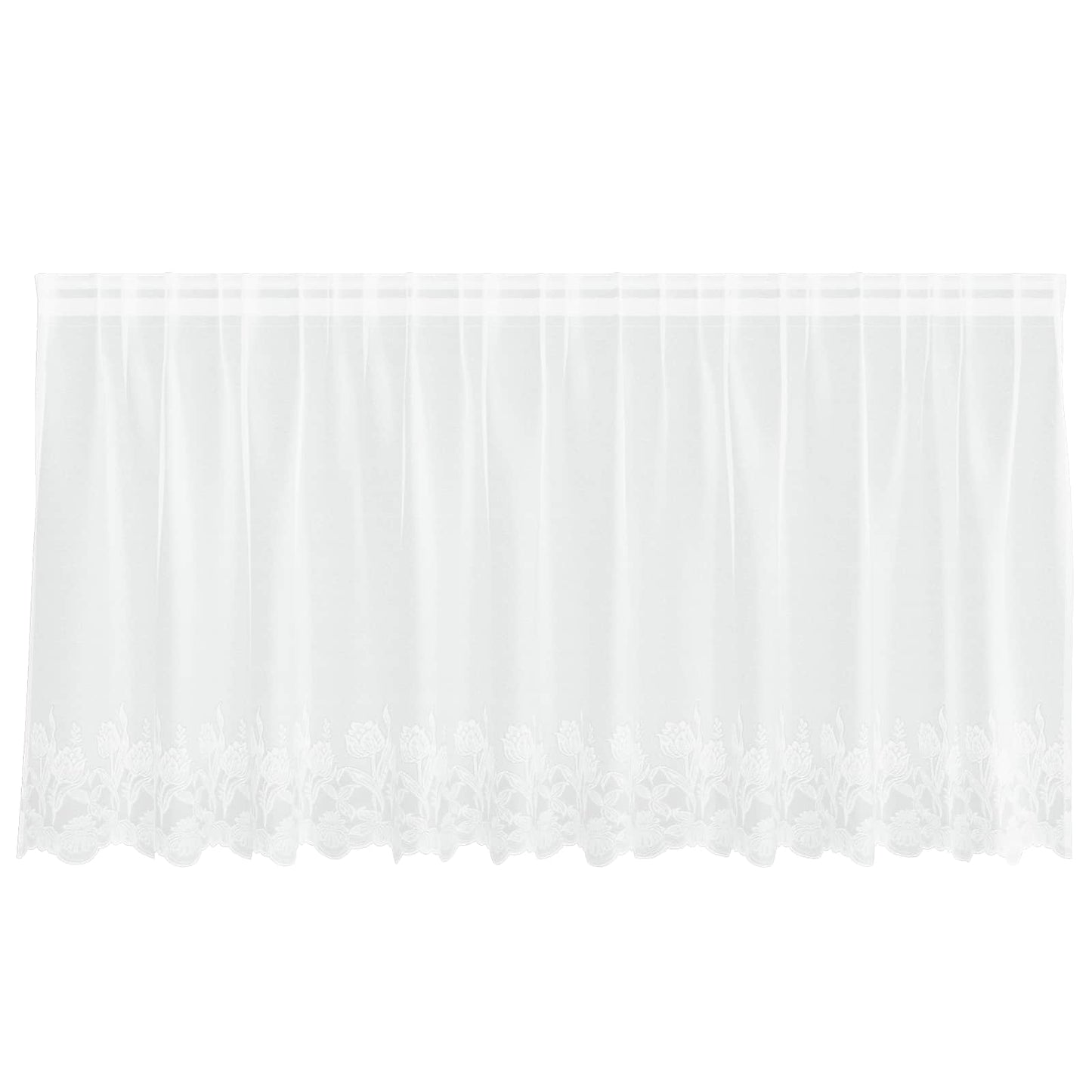 Tenda in Pizzo con tende Floreale Bianco 80 x 300 cm Poliestere | homemem39