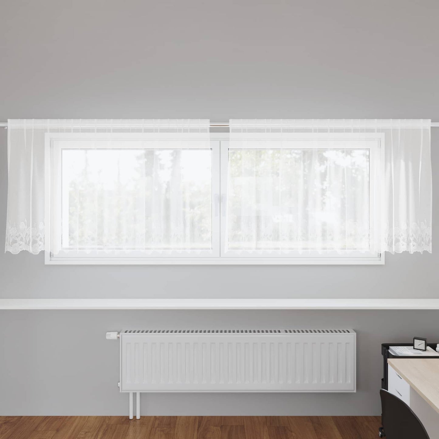 Tenda in Pizzo con tende Bianco 120 x 300 cm Poliestere | homemem39