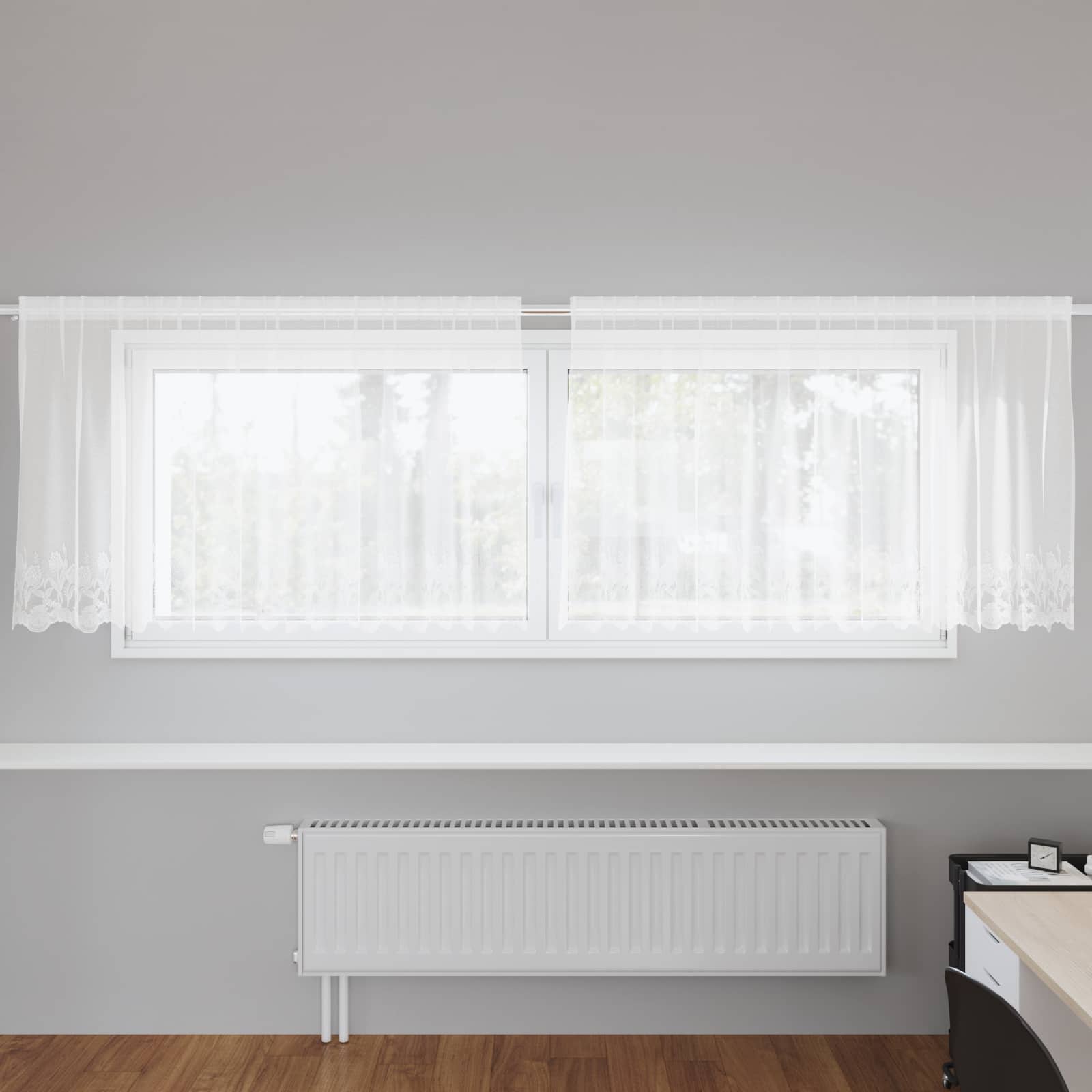 Tenda in Pizzo con tende Bianco 120 x 300 cm Poliestere | homemem39