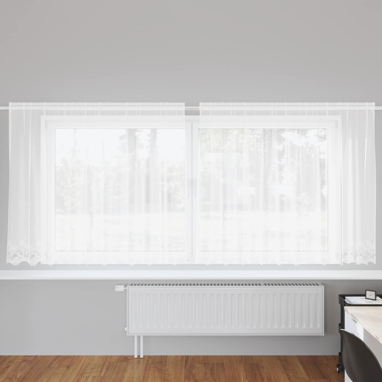 Tenda in Pizzo con tende Bianco 300 x 140 cm Poliestere | homemem39