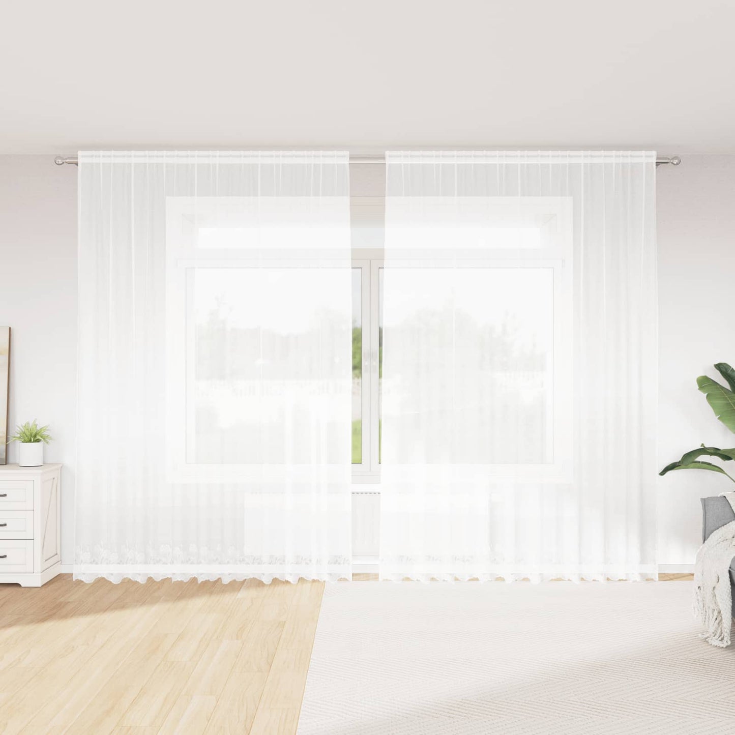 Tenda in Pizzo con tende Bianco 300 x 300 cm Poliestere | homemem39