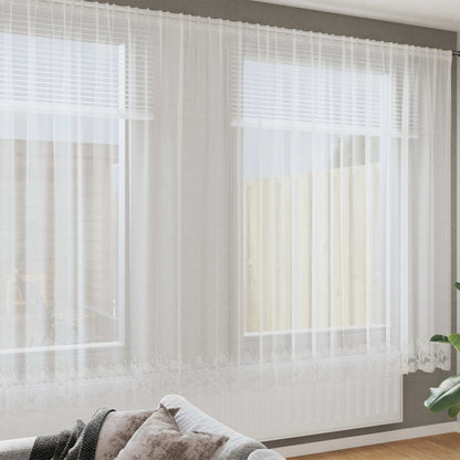 Tenda in Pizzo con tende Bianco 200 x 500 cm Poliestere | homemem39