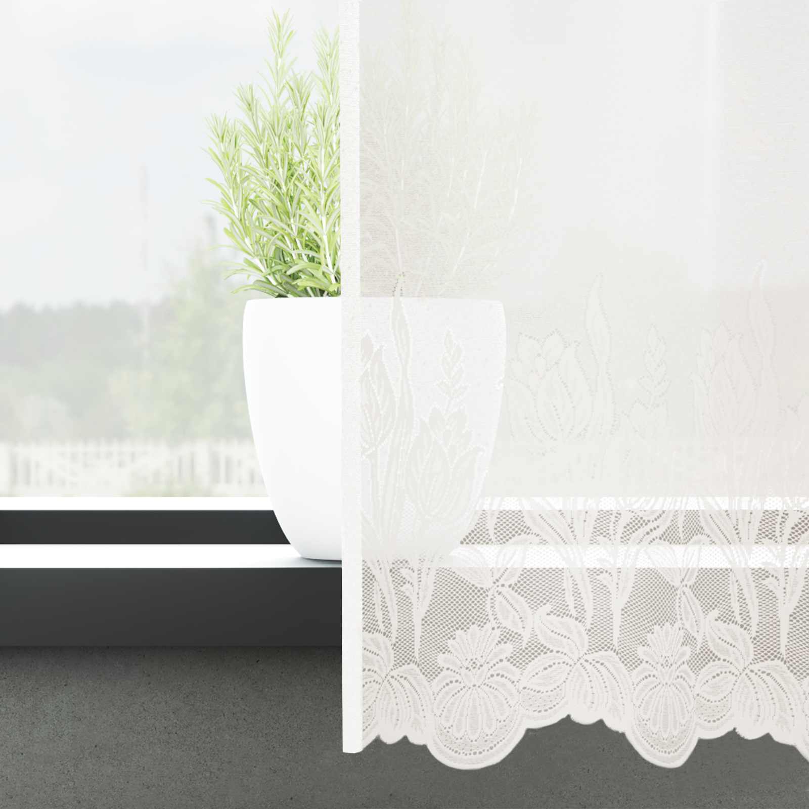 Tenda in Pizzo con tende Bianco 280 x 900 cm Poliestere | homemem39