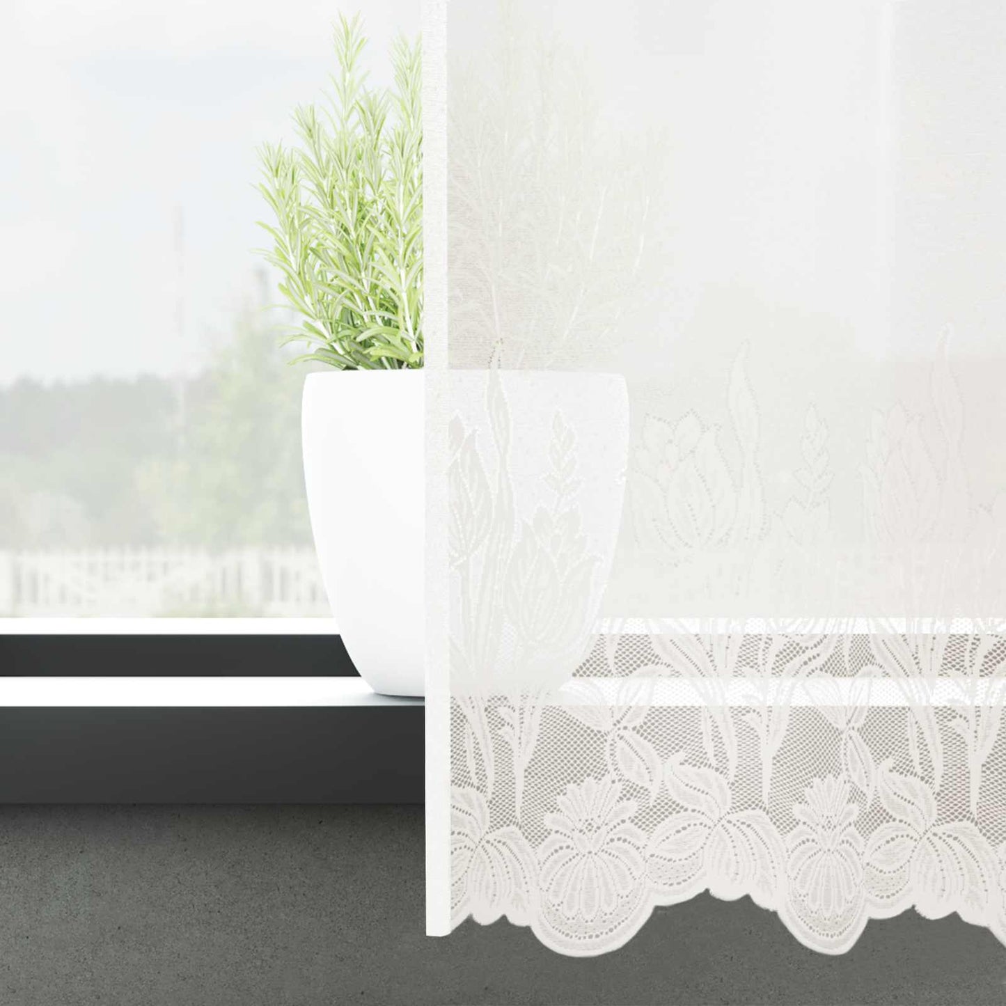 Tenda in Pizzo con tende Bianco 100 x 1200 cm Poliestere | homemem39