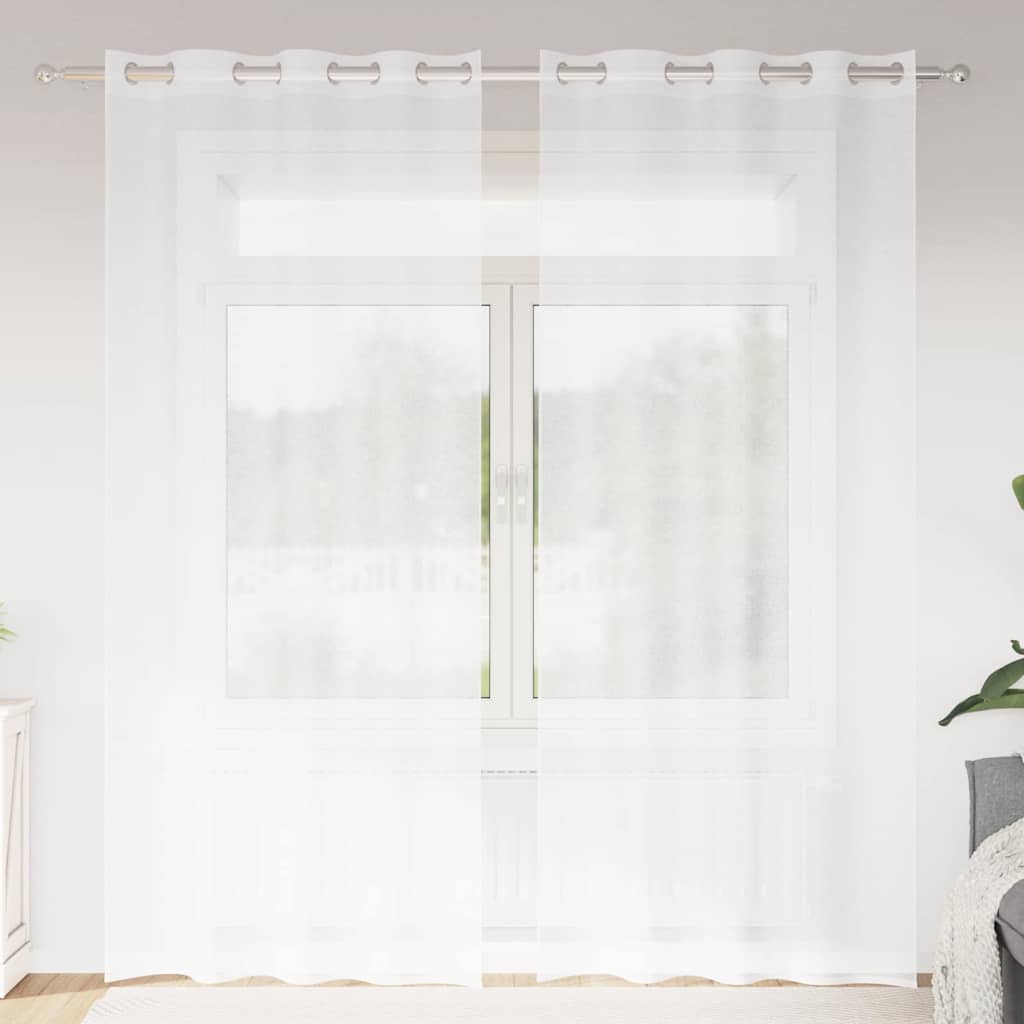 Tenda in Velo con tende 2 pcs Bianco 260 x 140 cm Poliestere | homemem39