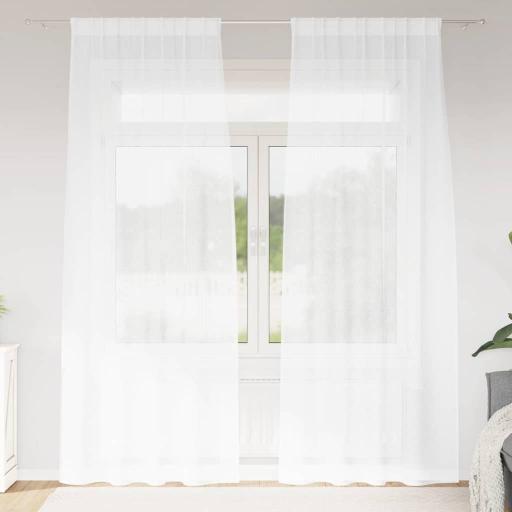 Tenda in Velo con tende 2 pcs Bianco 245 x 140 cm Poliestere | homemem39