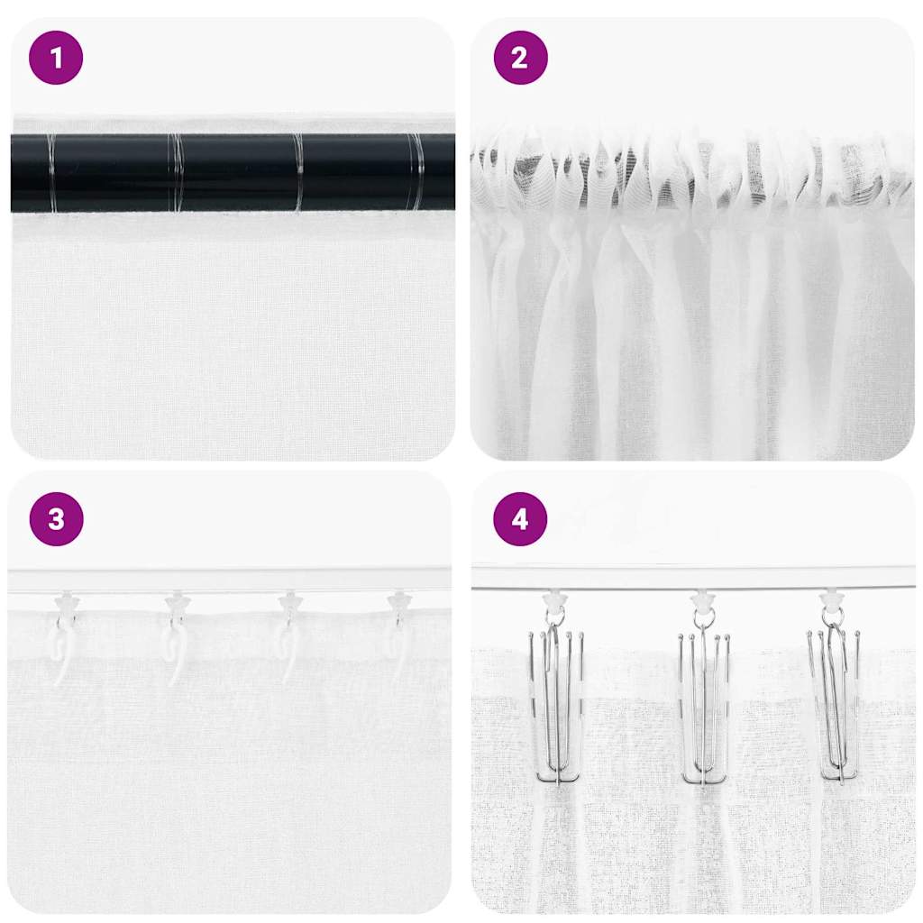 Tenda in Velo con tende 2 pcs Bianco 260 x 140 cm Poliestere | homemem39