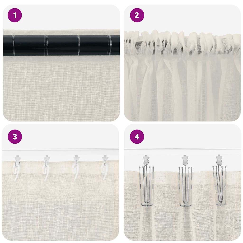 Tenda in Velo con tende 2 pcs Crema 225 x 140 cm Poliestere | homemem39