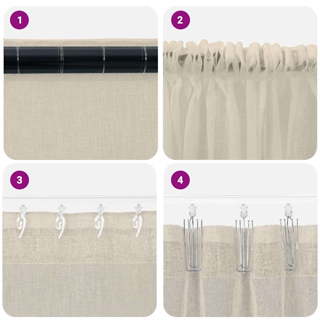 Tenda in Velo con tende 2 pcs Sabbia 175 x 140 cm Poliestere | homemem39