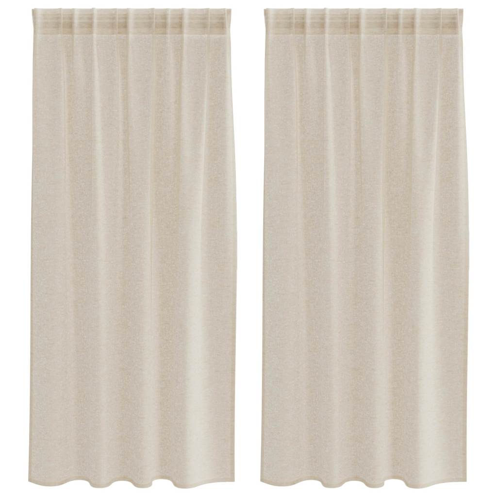 Tenda in Velo con tende 2 pcs Sabbia 175 x 140 cm Poliestere | homemem39