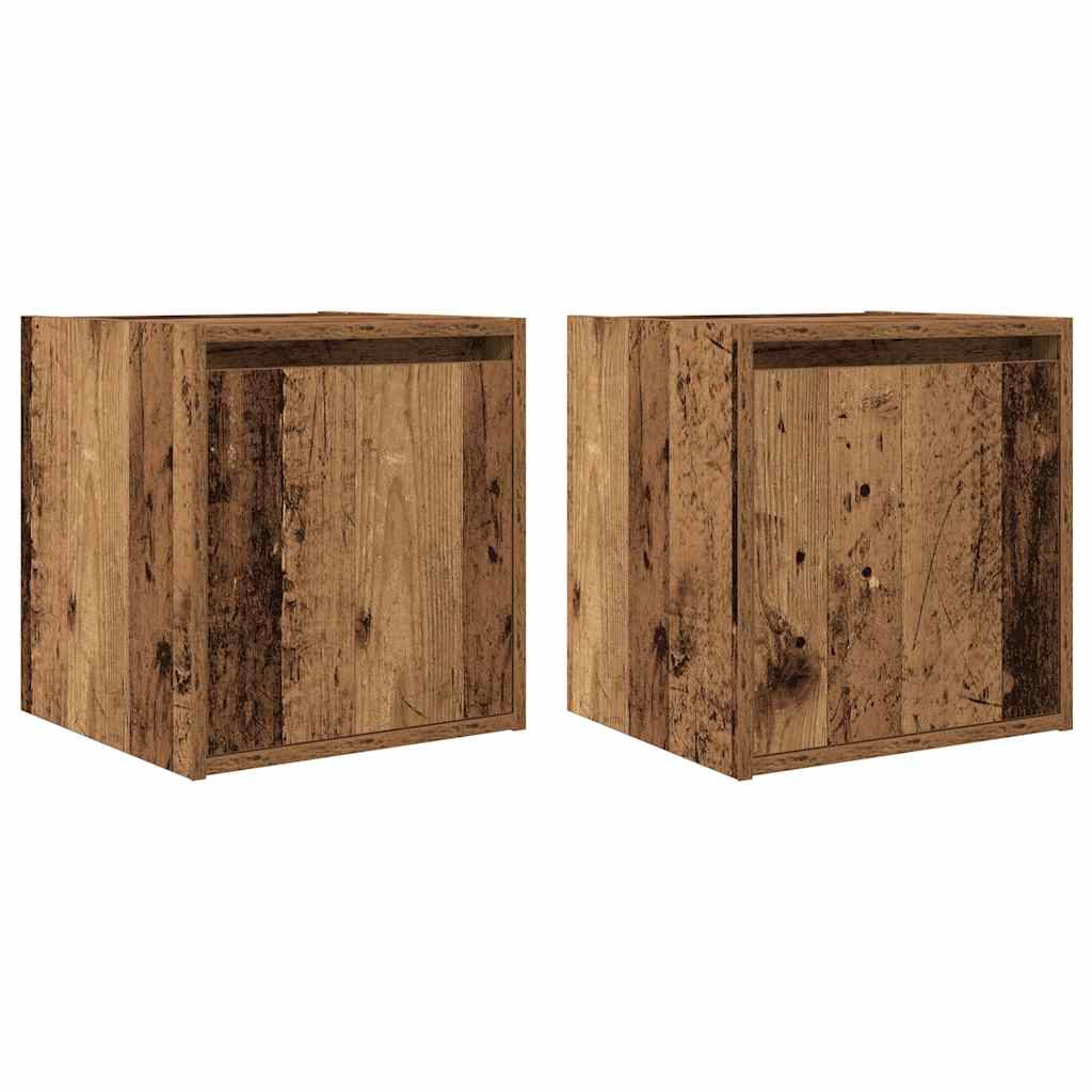 Comodini a Muro 2 pz Legno Antico 38x34x40 cm - homemem39