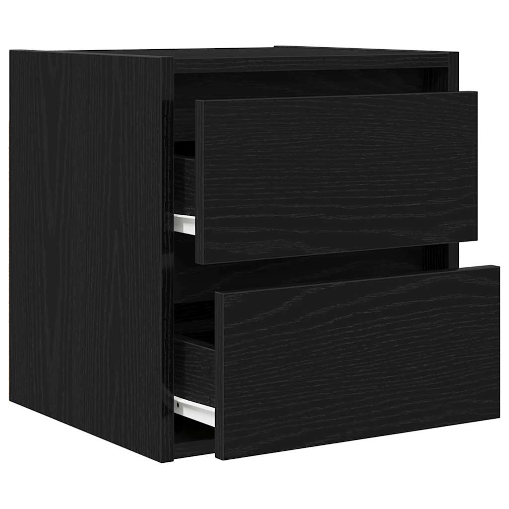 Comodino a Muro Rovere Nero 38x34x40 cm - homemem39
