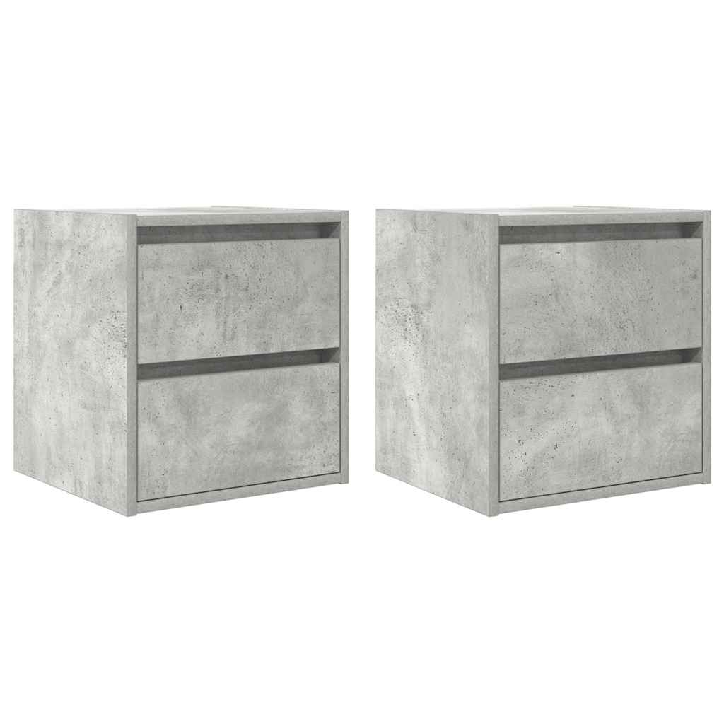 Comodini a Muro 2 pz Grigio Cemento 38x34x40 cm