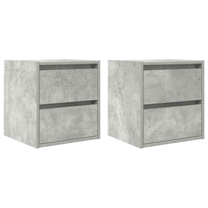 Comodini a Muro 2 pz Grigio Cemento 38x34x40 cm