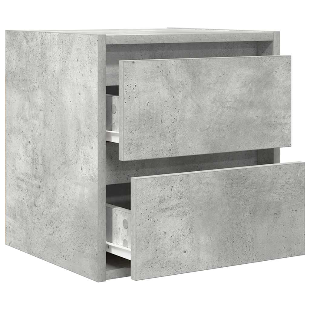 Comodini a Muro 2 pz Grigio Cemento 38x34x40 cm