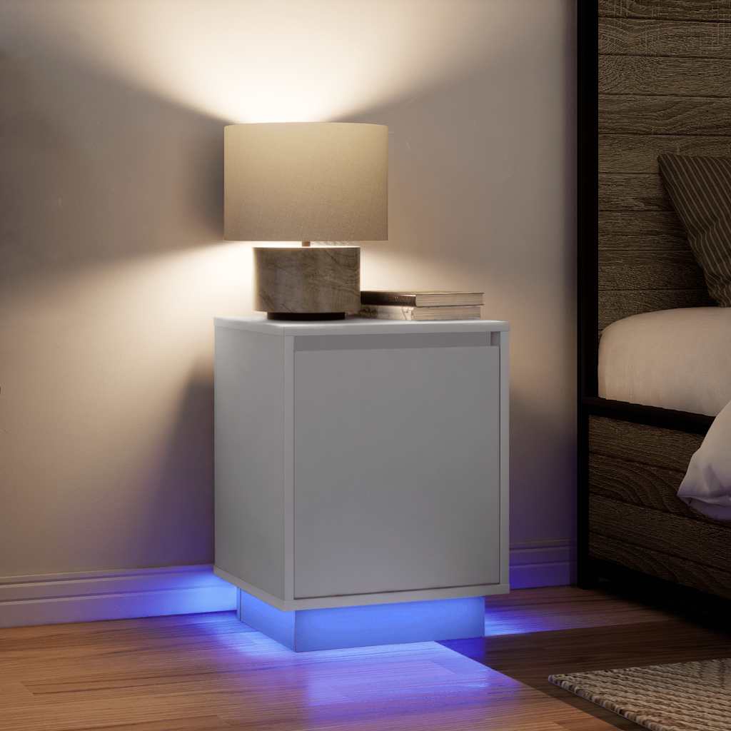Comodino con Luci a LED Bianco 38x34x50 cm - homemem39