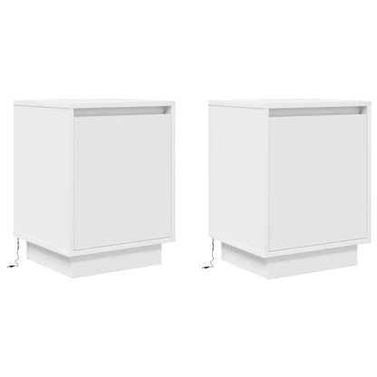 Comodini con Luci a LED 2 pz Bianco 38x34x50 cm - homemem39