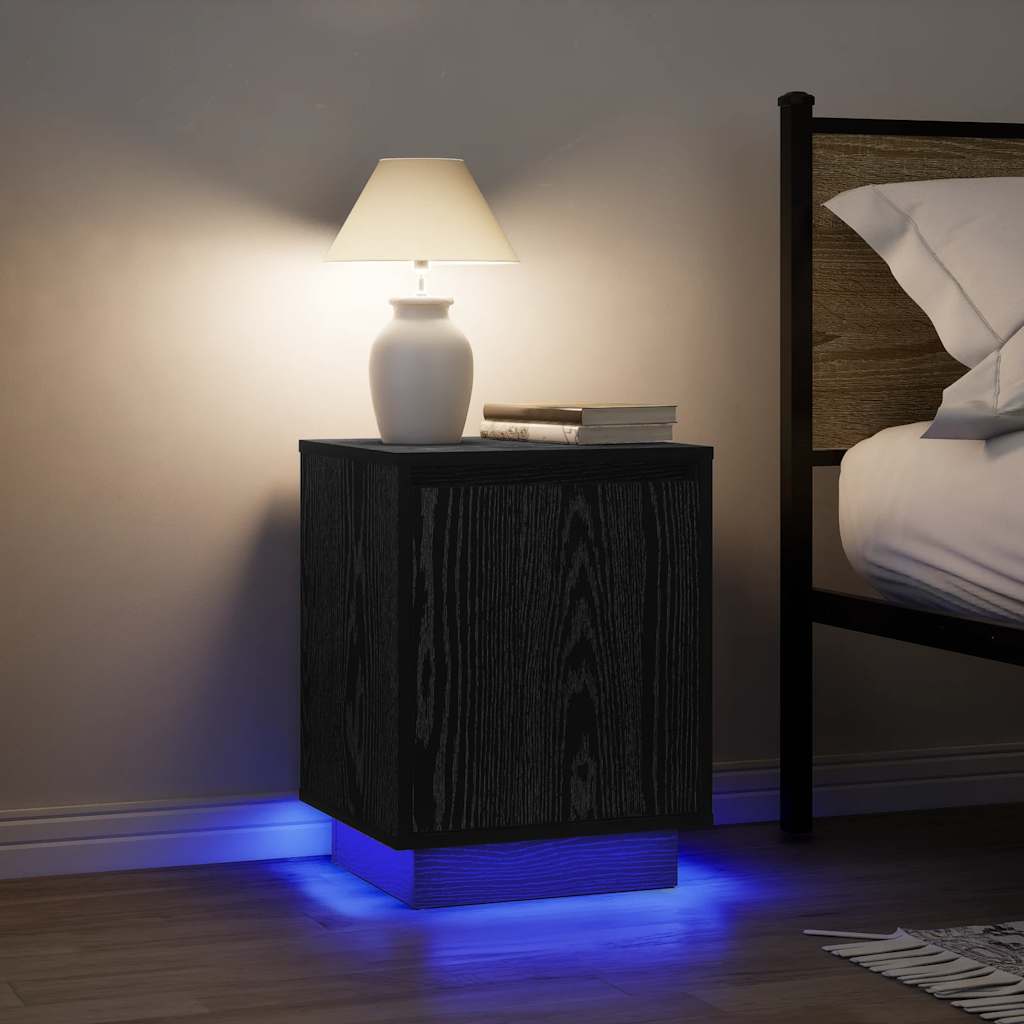 Comodini con Luci LED 2 pz Nero 38x34x50 cm - homemem39