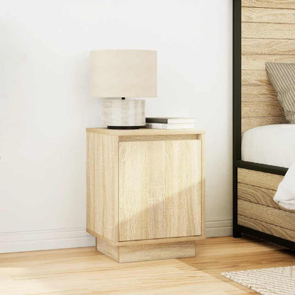 Comodino con Luci LED Rovere Sonoma 38x34x50 cm