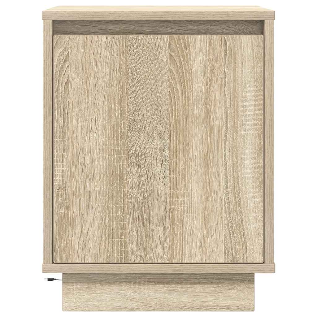 Comodino con Luci LED Rovere Sonoma 38x34x50 cm - homemem39