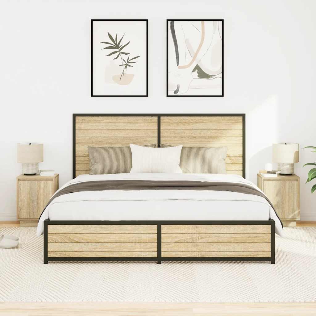 Comodini con Luci a LED 2 pz Rovere Sonoma 38x34x50 cm - homemem39