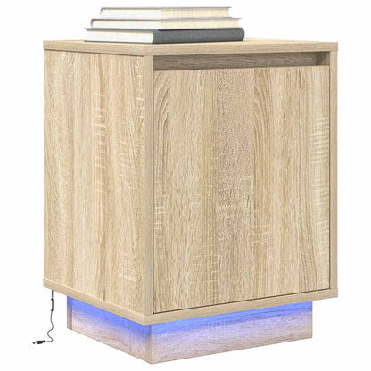 Comodini con Luci a LED 2 pz Rovere Sonoma 38x34x50 cm - homemem39