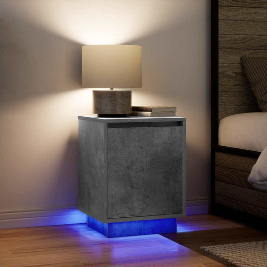 Comodini con Luci a LED 2 pz Grigio Cemento 38x34x50 cm - homemem39