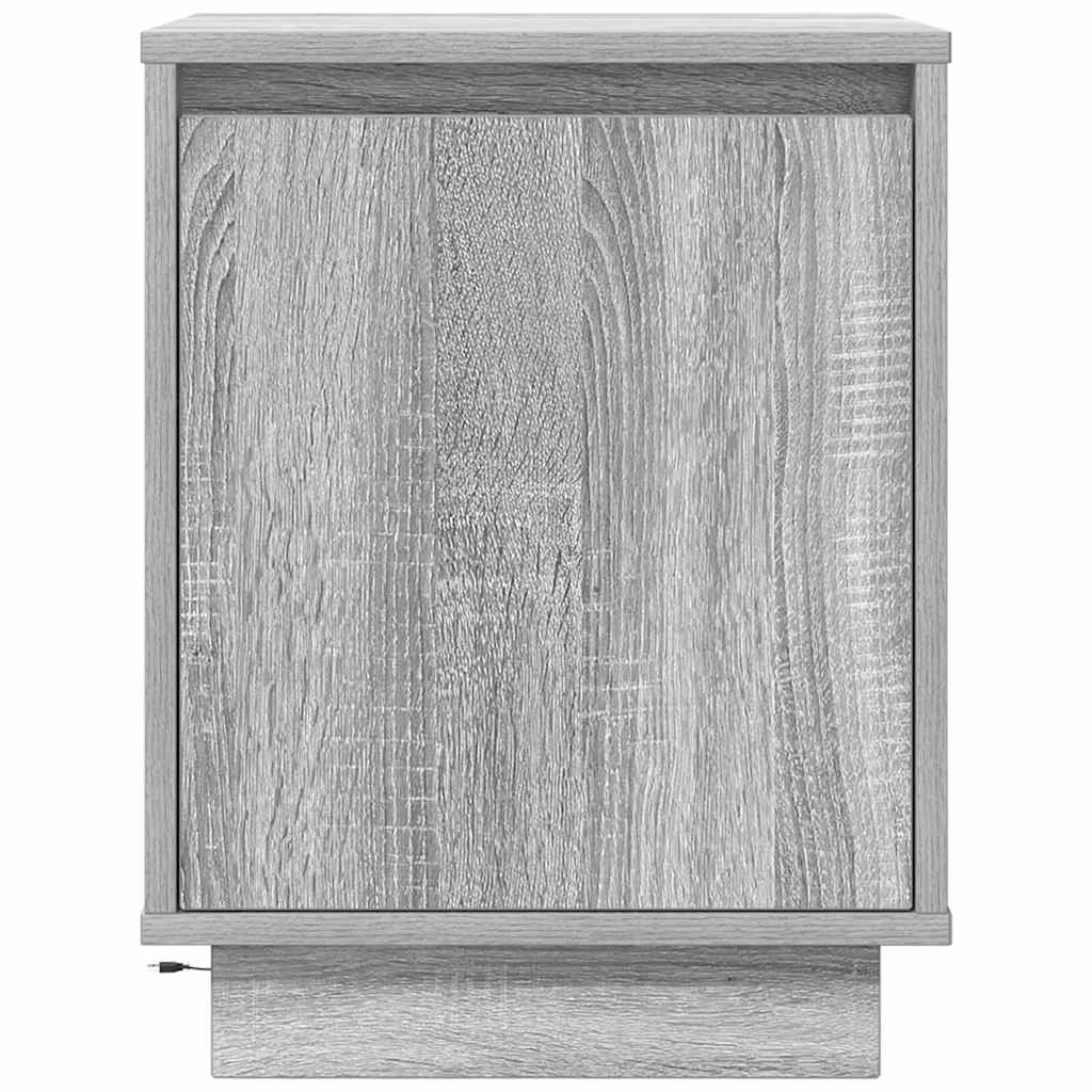 Comodino con Luci LED Grigio Sonoma 38x34x50 cm - homemem39