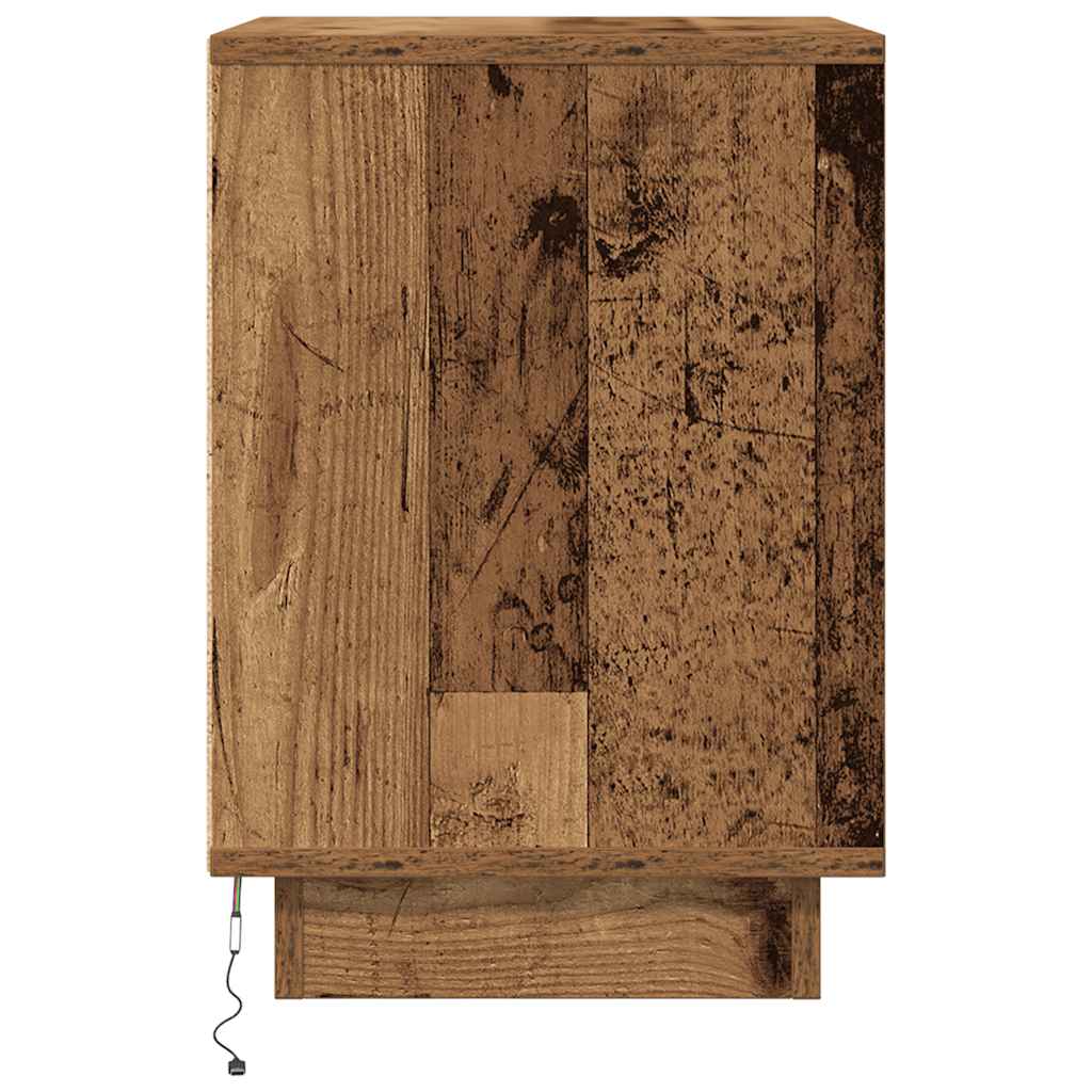 Comodino con Luci LED Legno Antico 38x34x50 cm - homemem39