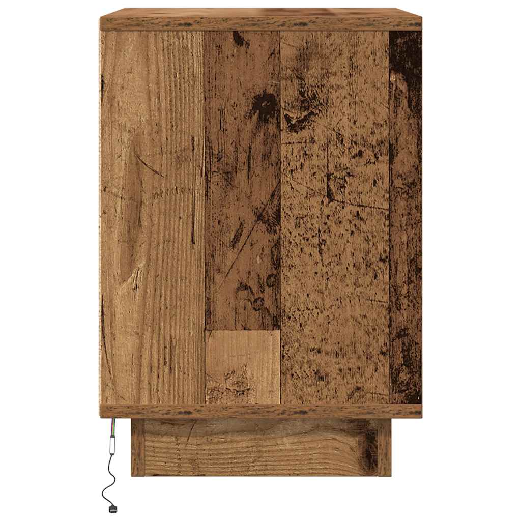 Comodini con Luci a LED 2 pz Legno Antico 38x34x50 cm - homemem39