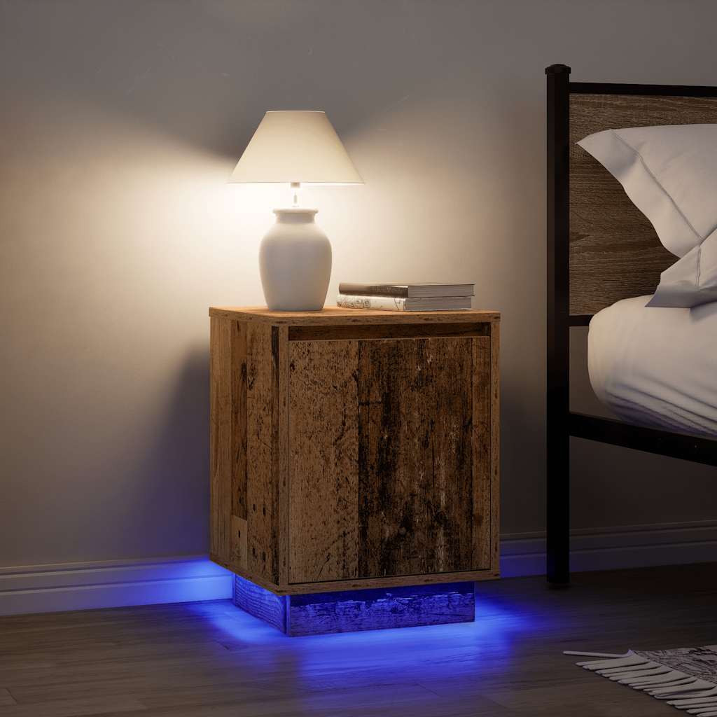 Comodini con Luci a LED 2 pz Legno Antico 38x34x50 cm - homemem39