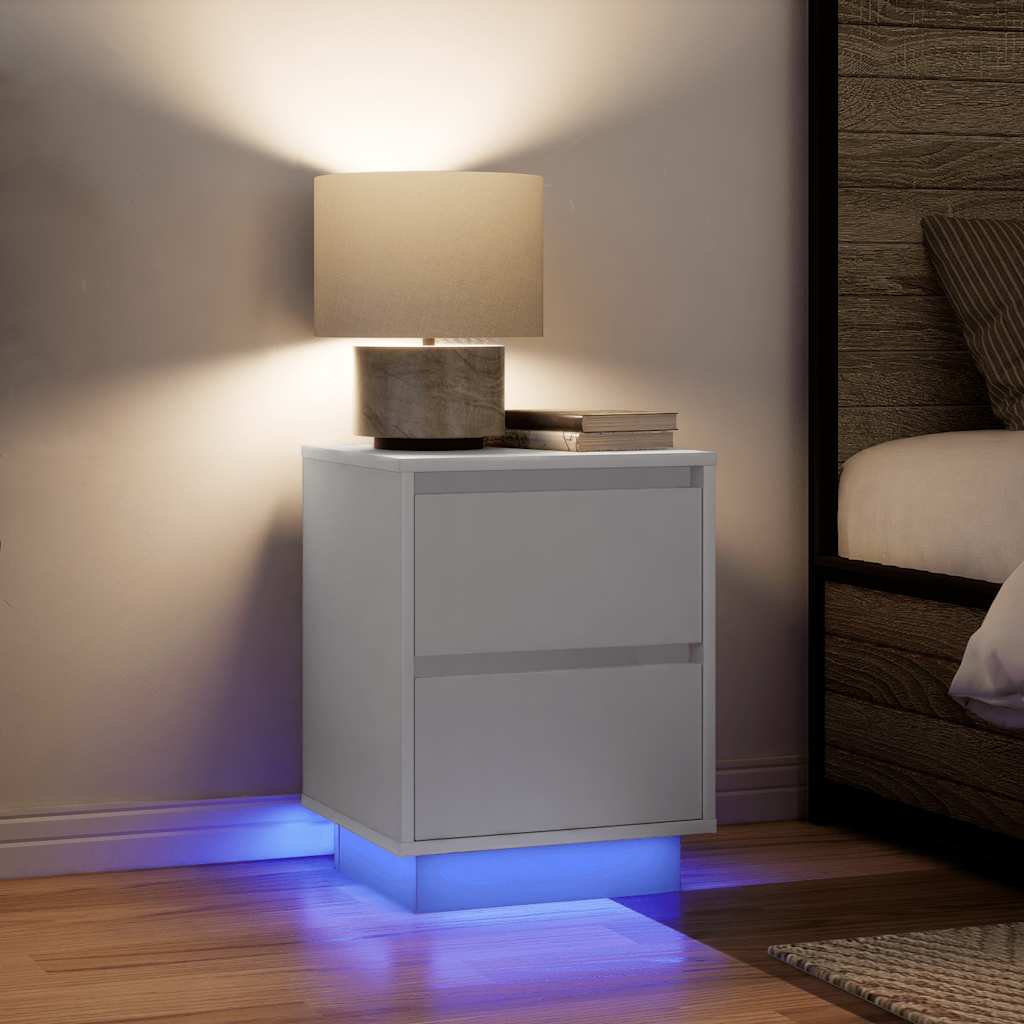 Comodino con Luci a LED Bianco 38x34x50 cm - homemem39