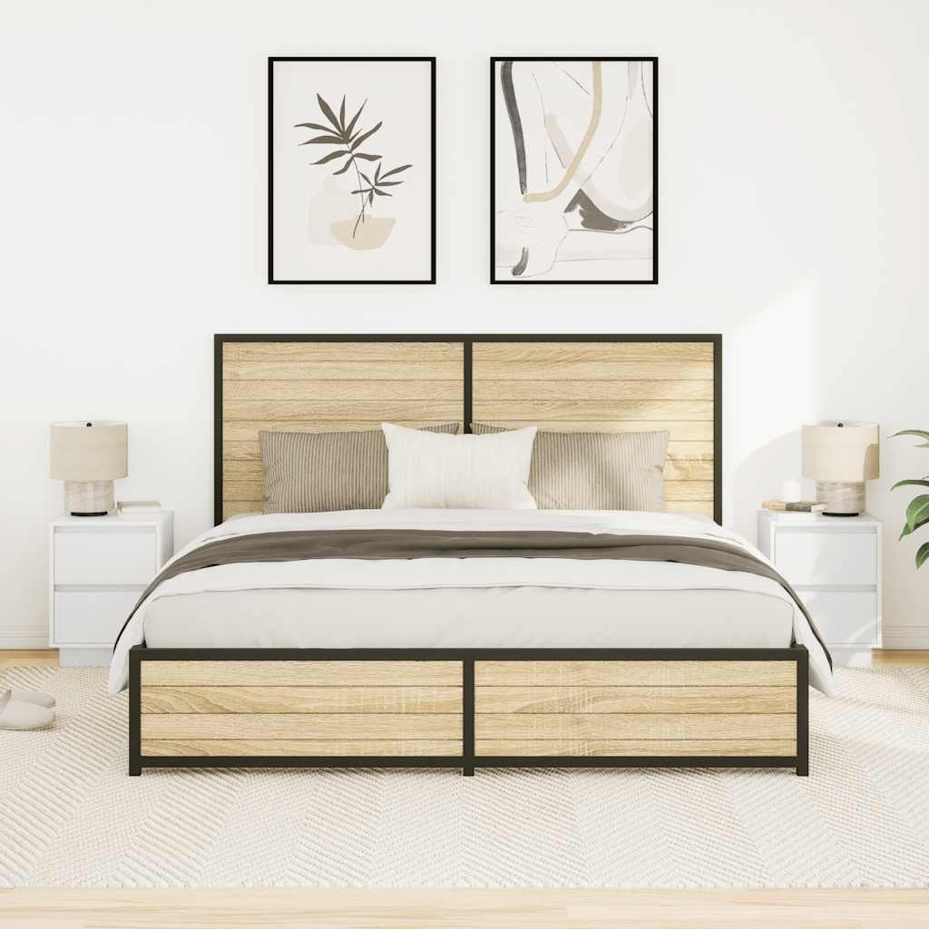 Comodini con Luci a LED 2 pz Bianco 38x34x50 cm - homemem39