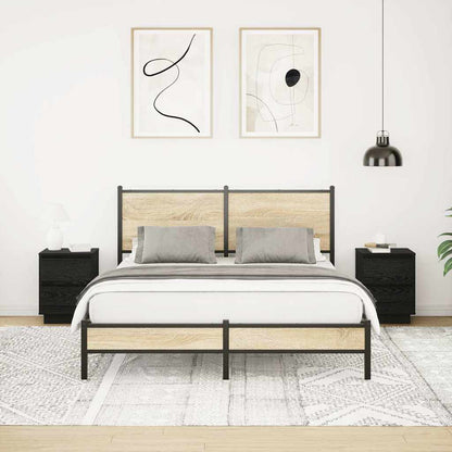 Comodini con Luci LED 2 pz Nero 38x34x50 cm - homemem39