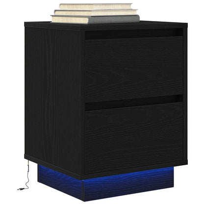 Comodini con Luci LED 2 pz Nero 38x34x50 cm - homemem39