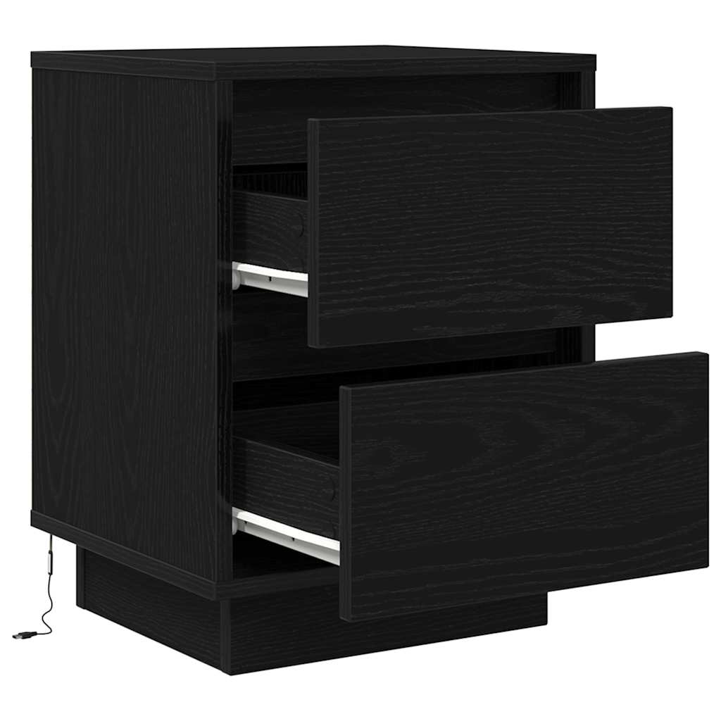 Comodini con Luci LED 2 pz Nero 38x34x50 cm - homemem39