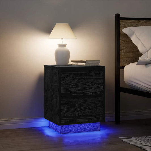Comodini con Luci LED 2 pz Nero 38x34x50 cm - homemem39