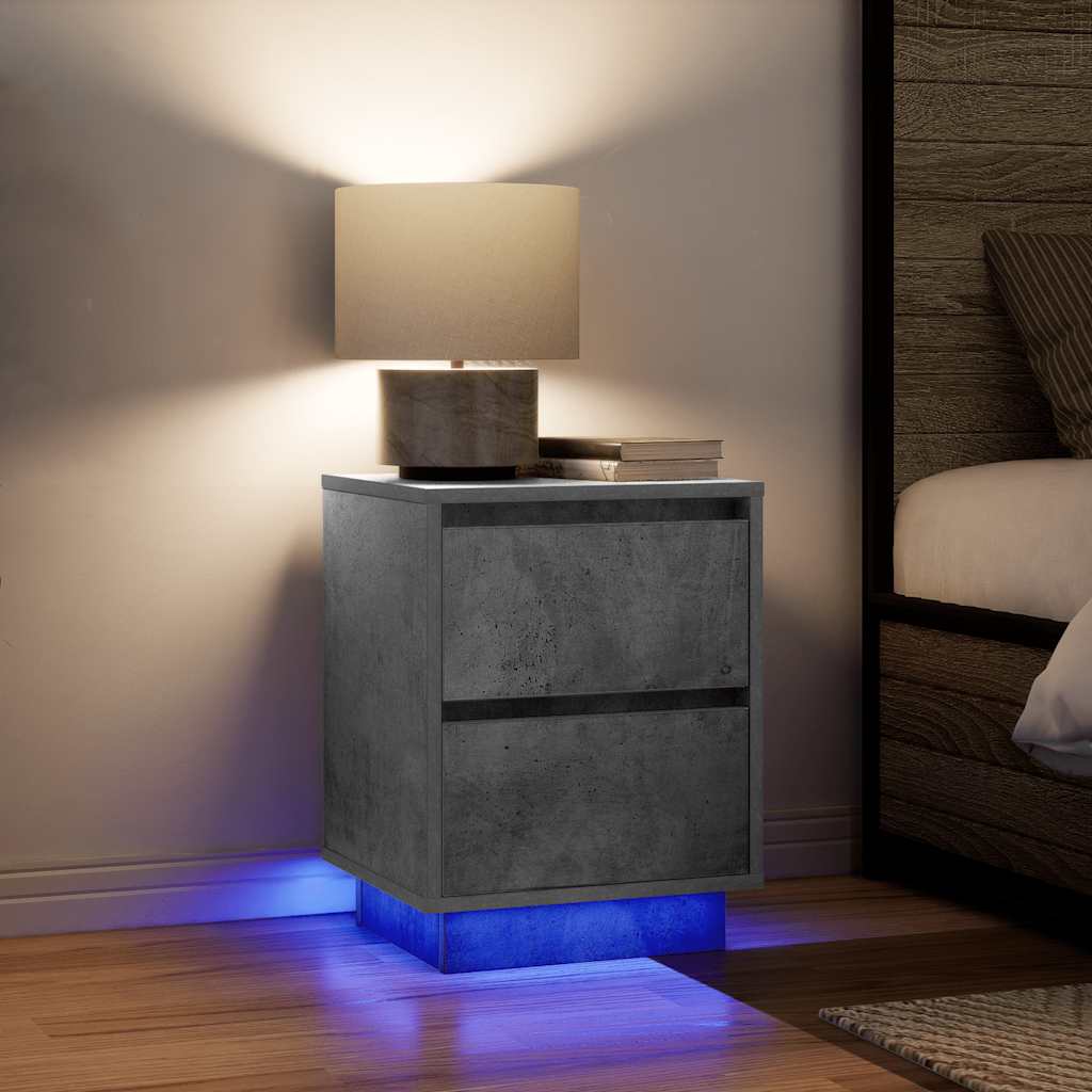 Comodino con Luci LED Grigio Cemento 38x34x50 cm - homemem39