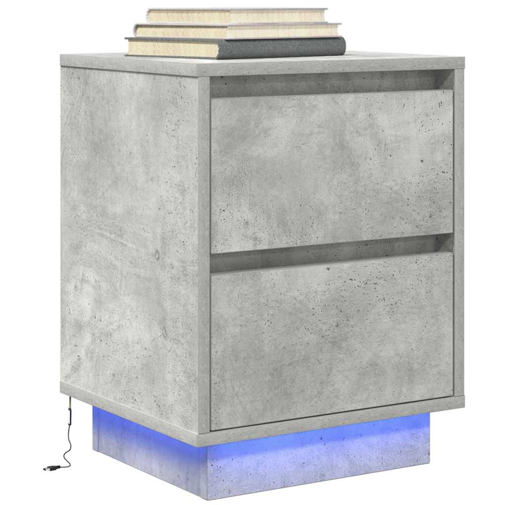Comodino con Luci LED Grigio Cemento 38x34x50 cm - homemem39