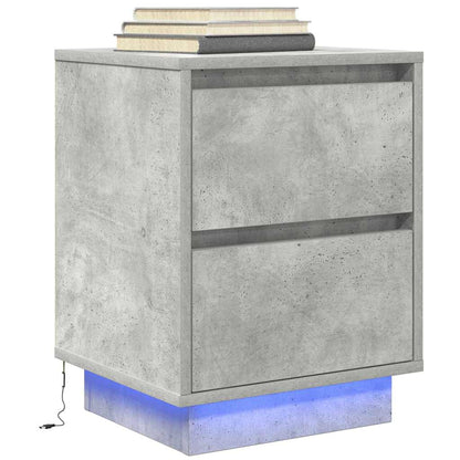 Comodini con Luci a LED 2 pz Grigio Cemento 38x34x50 cm - homemem39