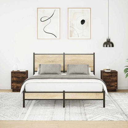 Comodini con Luci a LED 2 pz Rovere Fumo 38x34x50 cm - homemem39