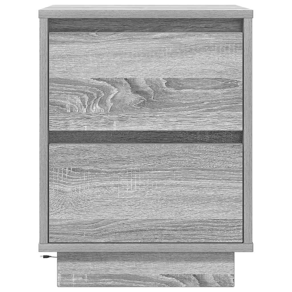 Comodino con Luci LED Grigio Sonoma 38x34x50 cm - homemem39